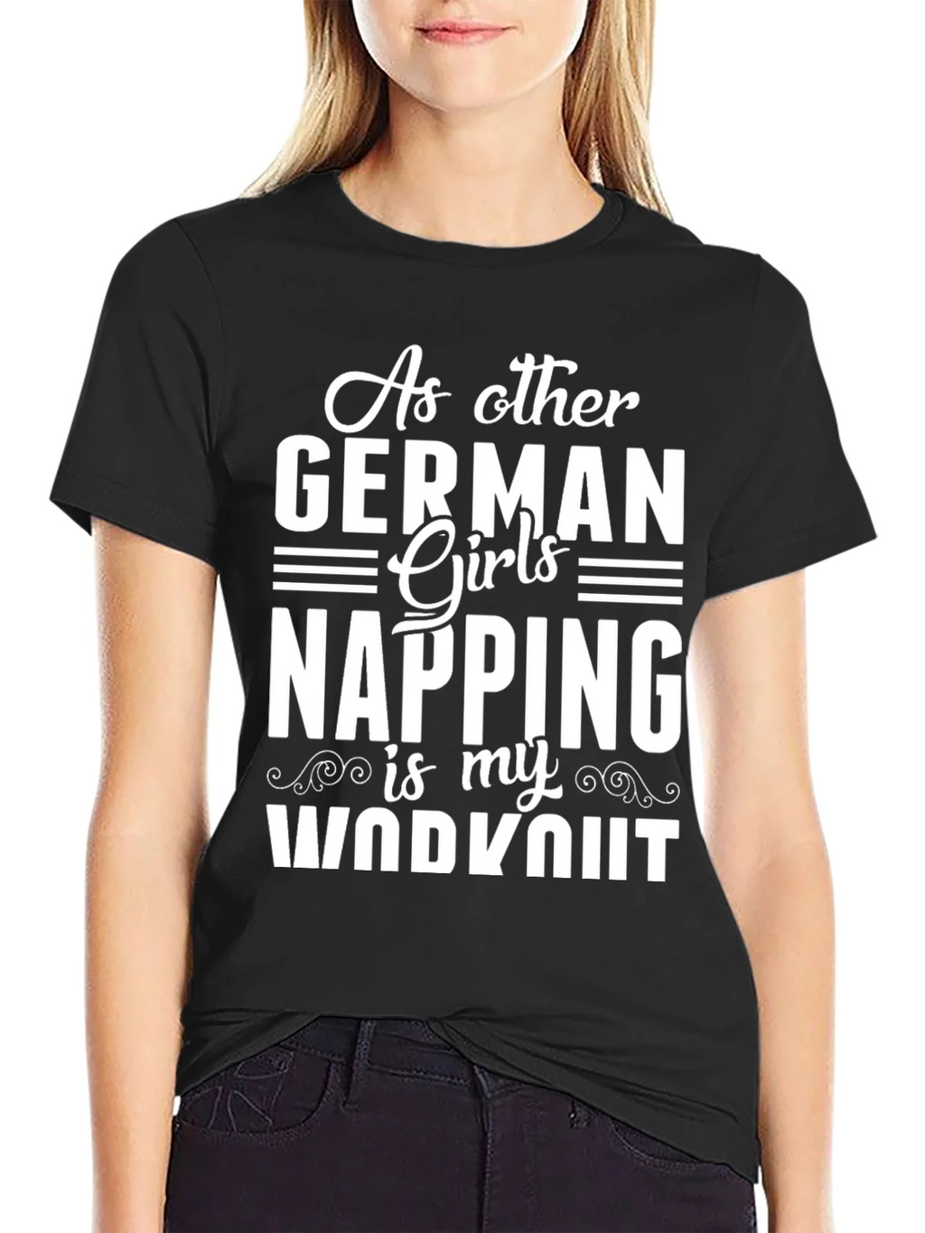 Funny German Girl Napping Workout T-Shirt product image 5