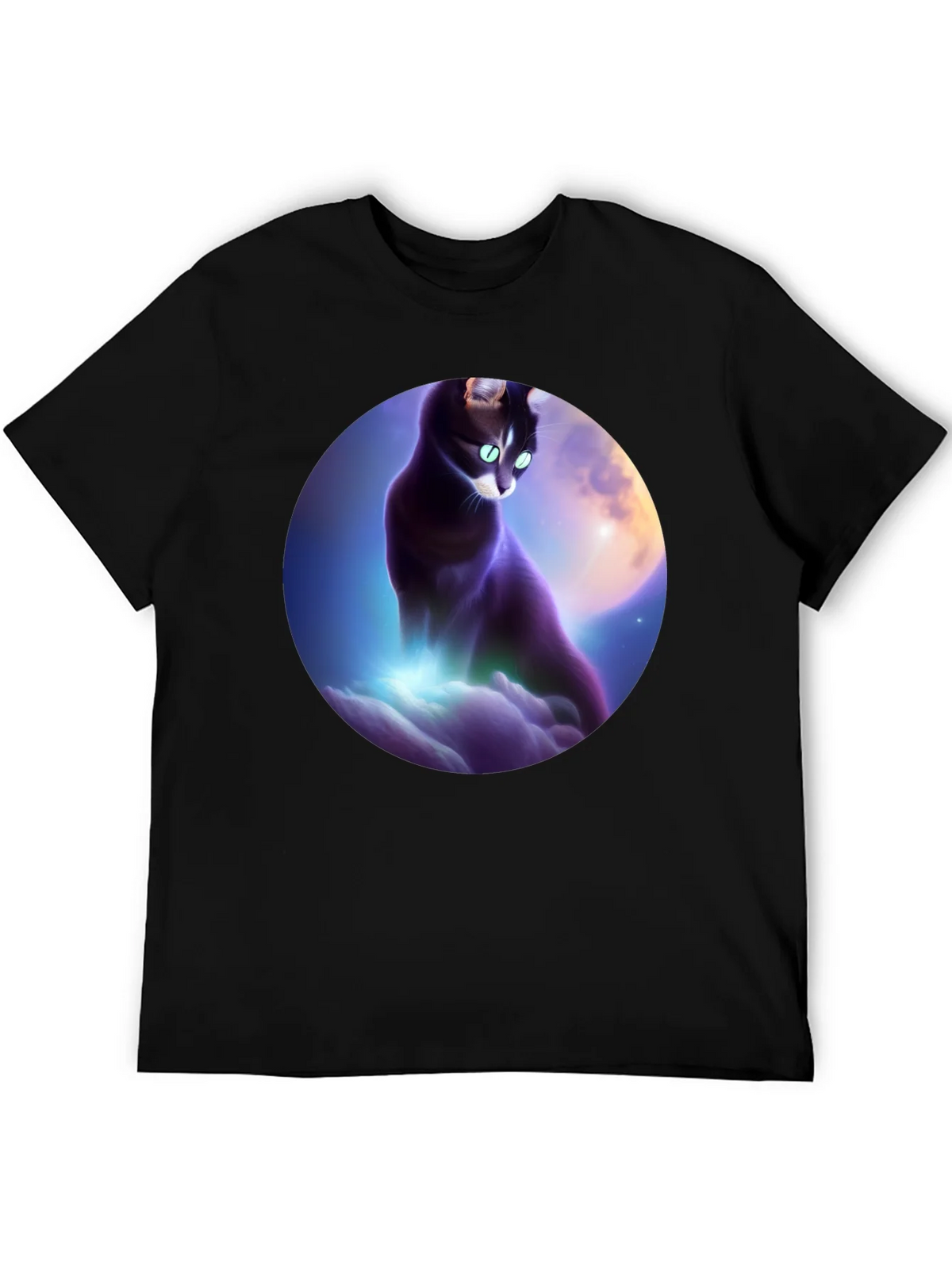 Celestial Cat T-Shirt - Black Graphic Tee product image 8