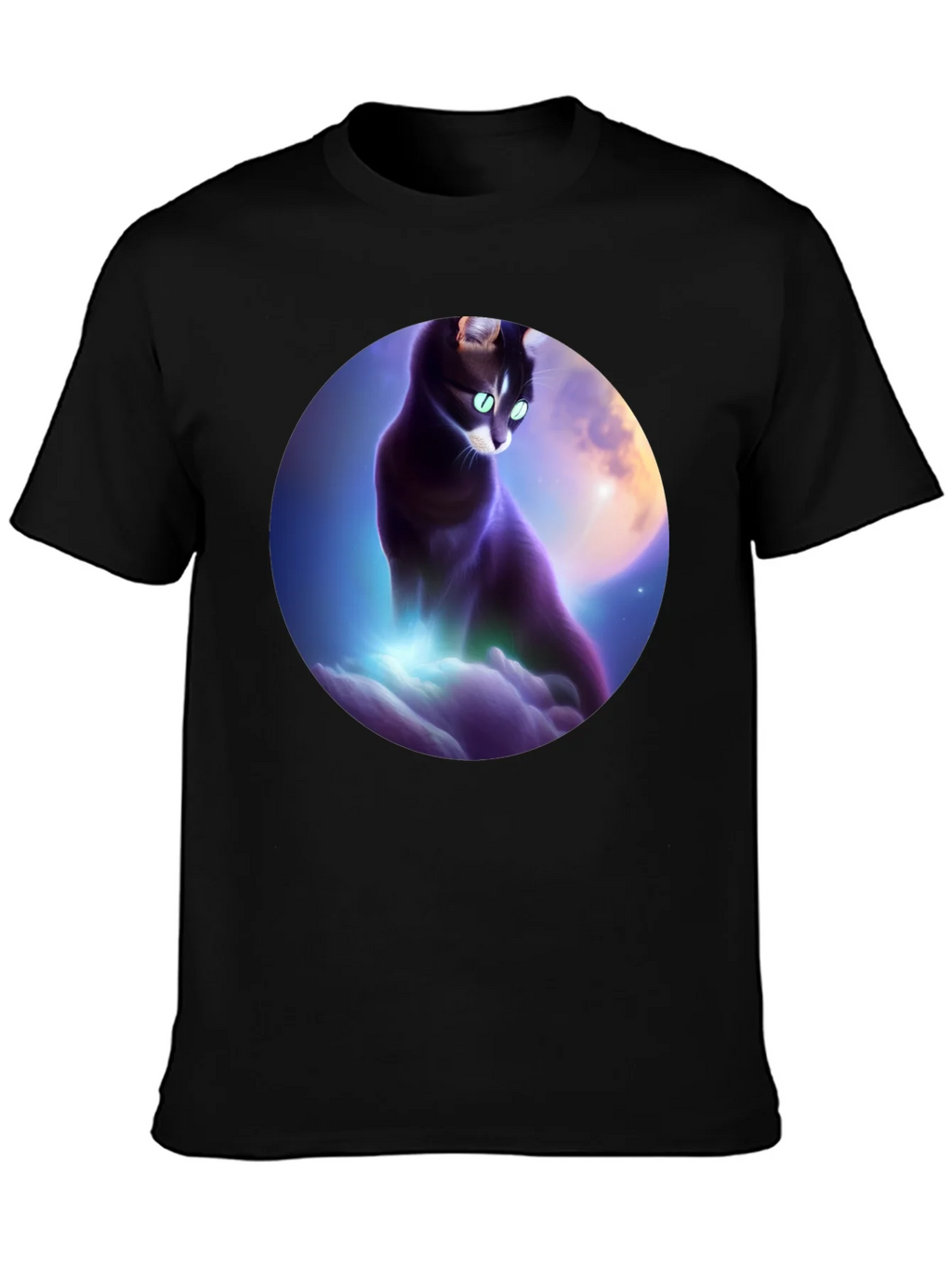 Celestial Cat T-Shirt - Black Graphic Tee product image 6