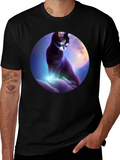 Celestial Cat T-Shirt - Black Graphic Tee product image 1