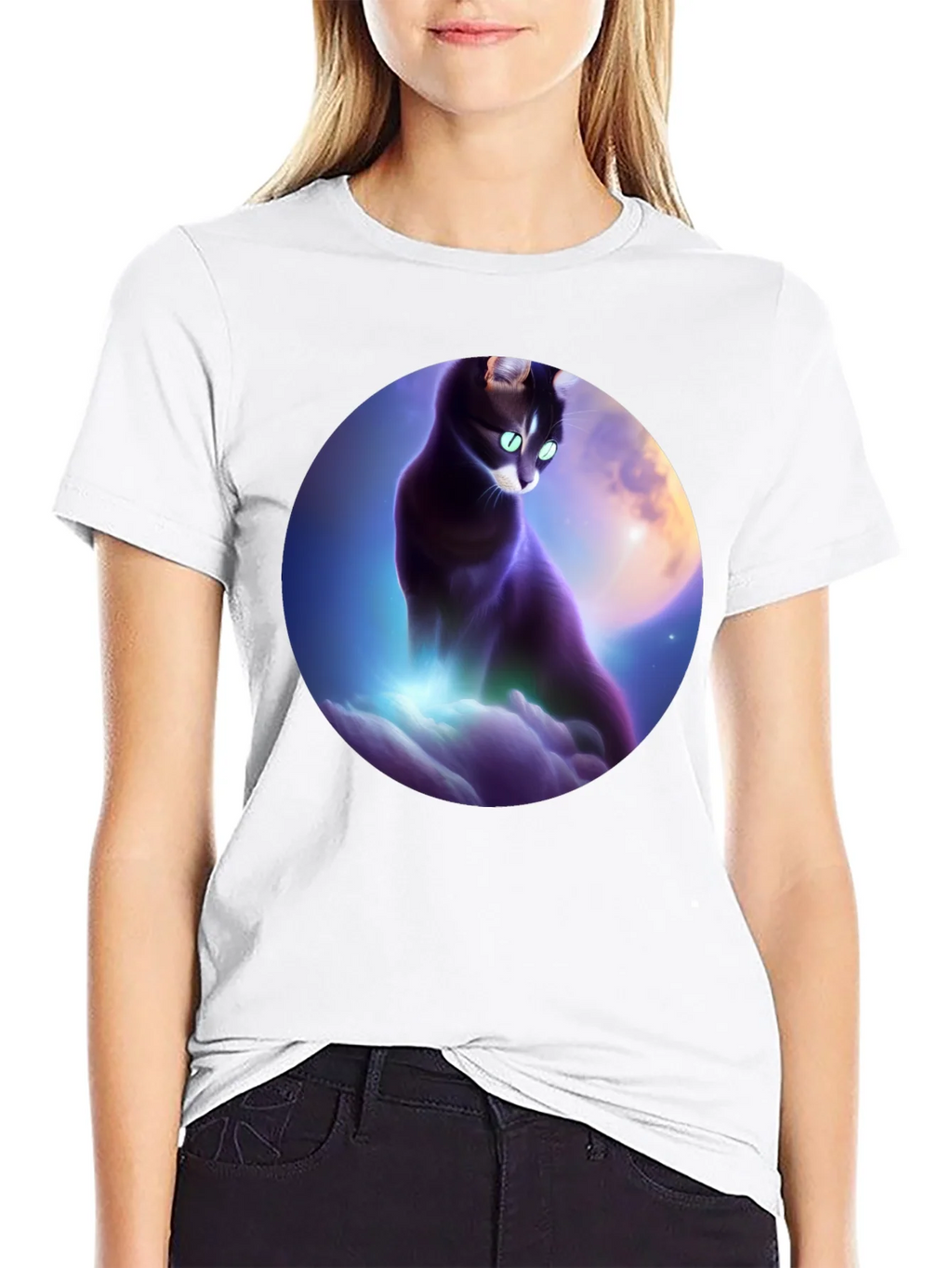 Celestial Cat T-Shirt - Black Graphic Tee product image 11
