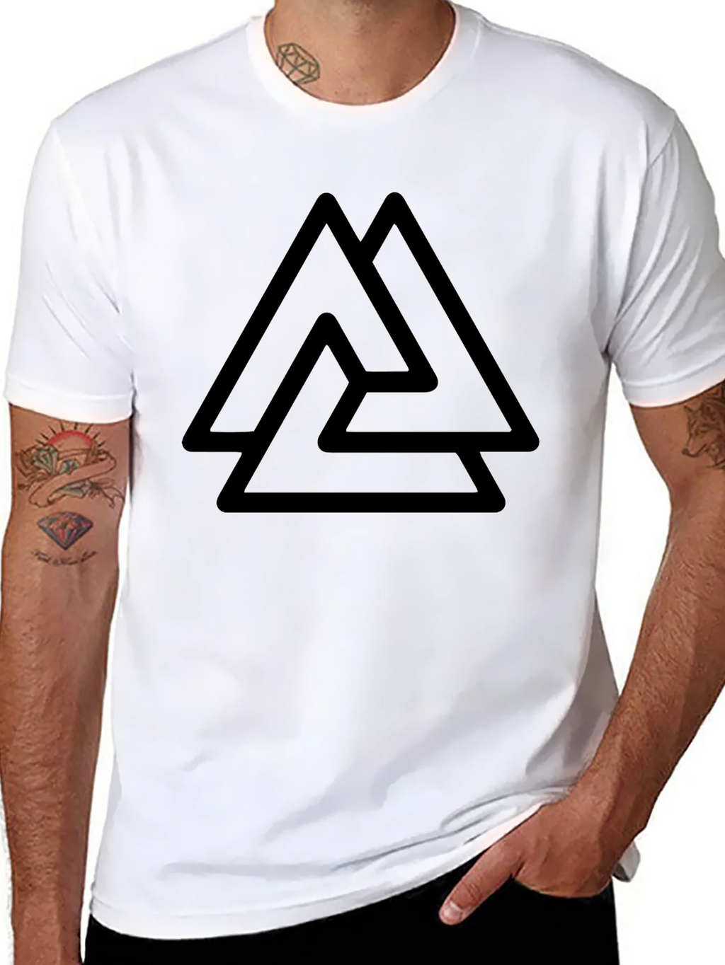 Mens Black T-Shirt with Valknut Symbol product image 10