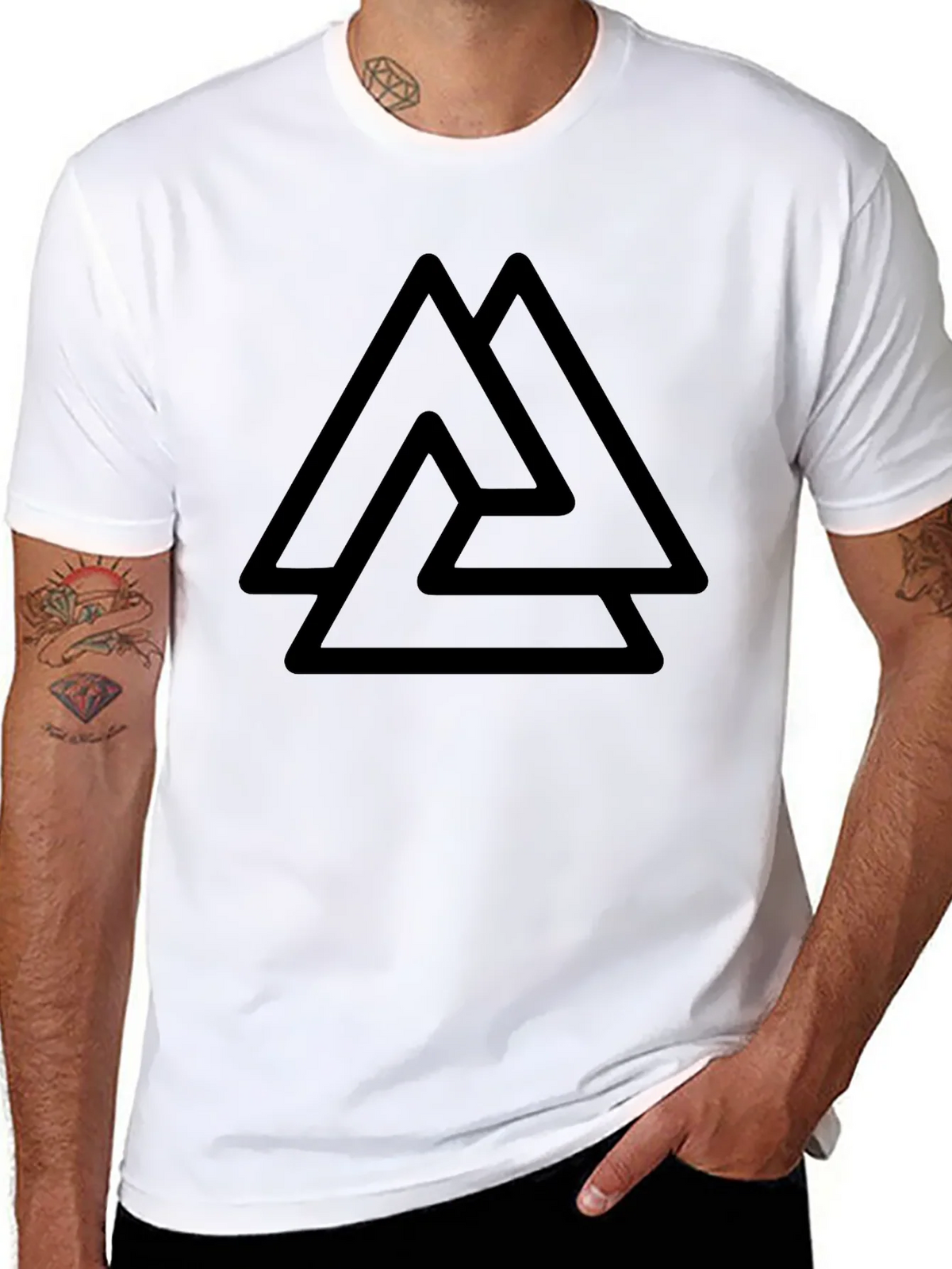 Mens Black T-Shirt with Valknut Symbol product image 10