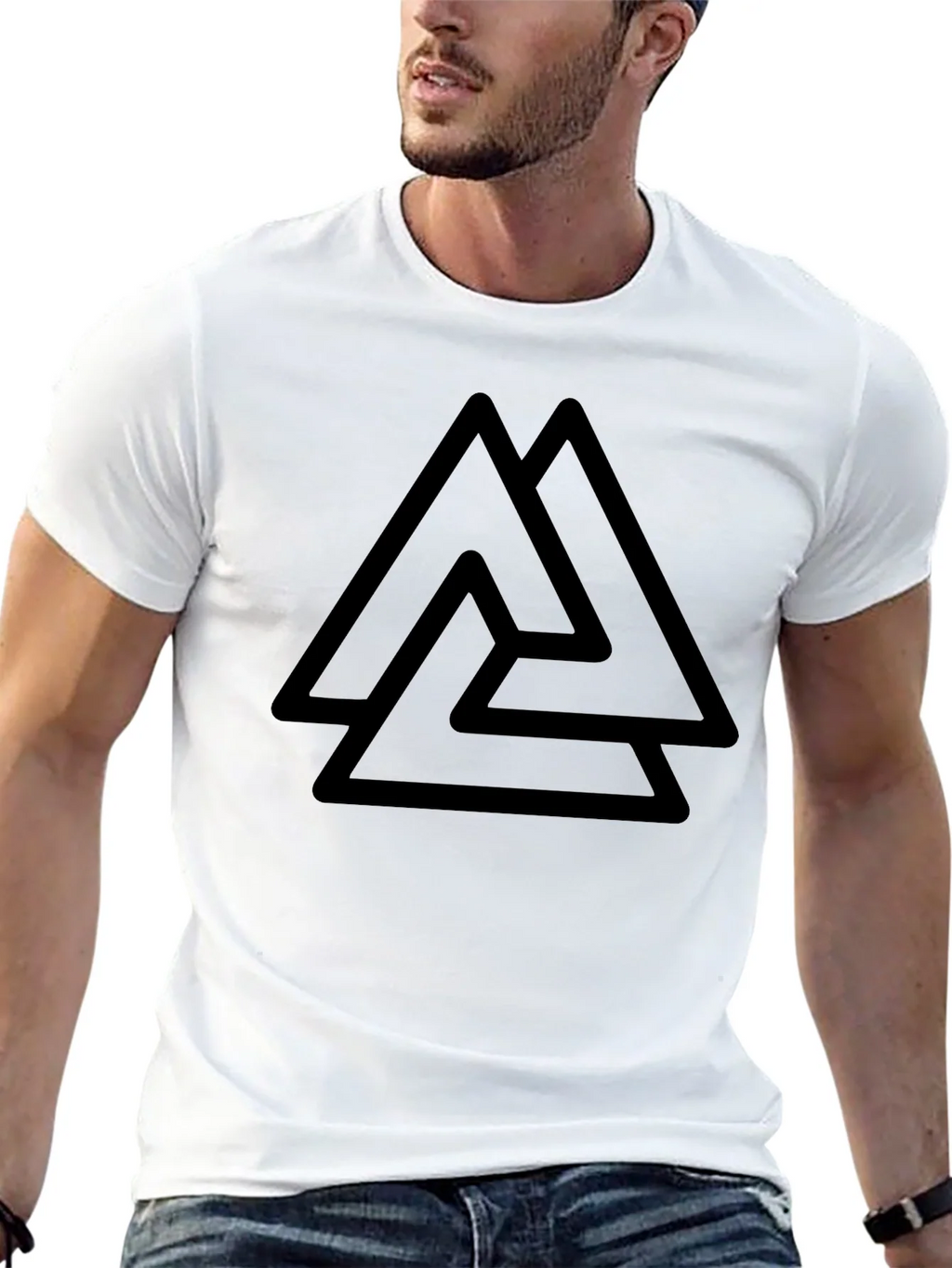 Mens Black T-Shirt with Valknut Symbol product image 4