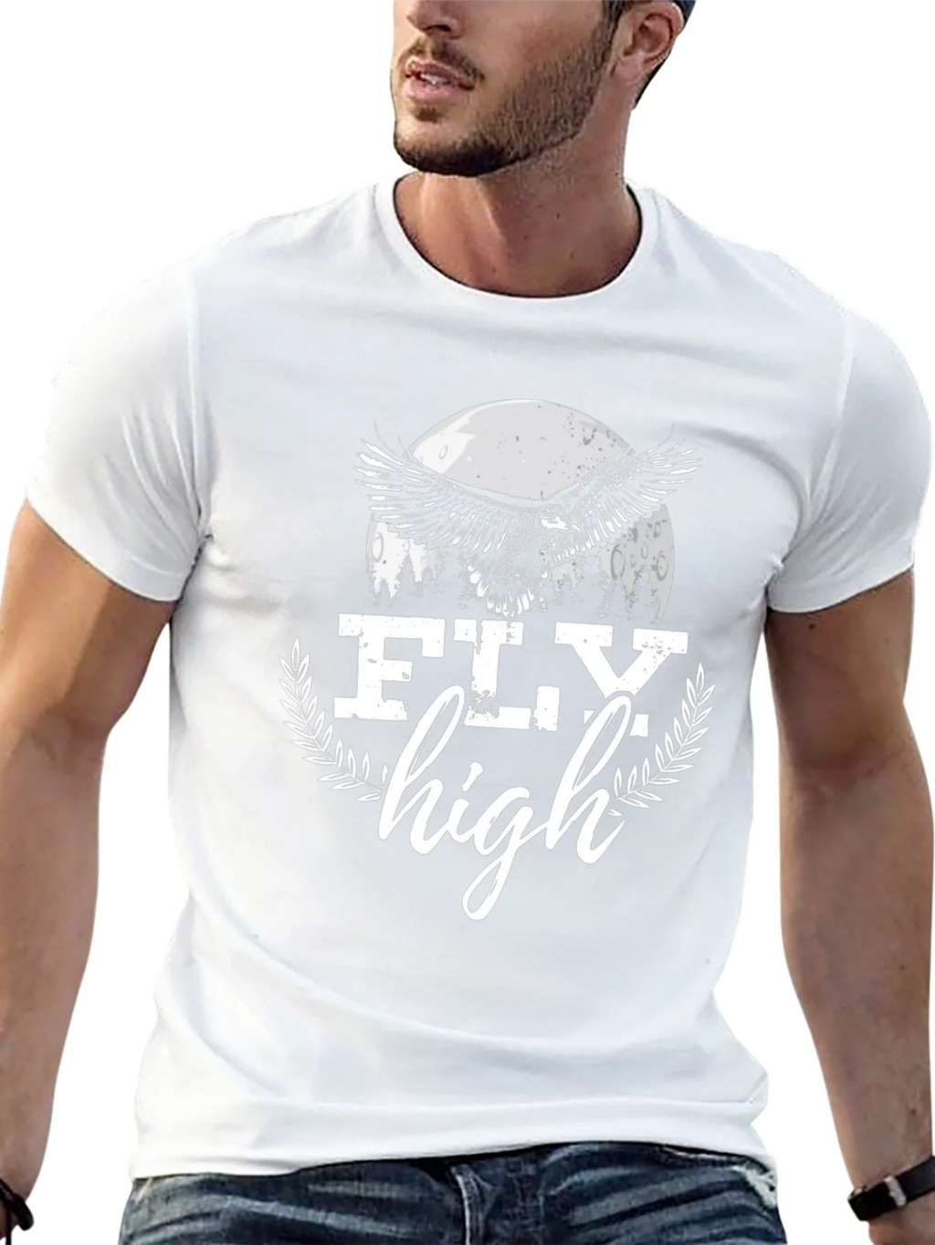 Fly High Eagle Graphic Tee - Black Cotton Blend product image 4