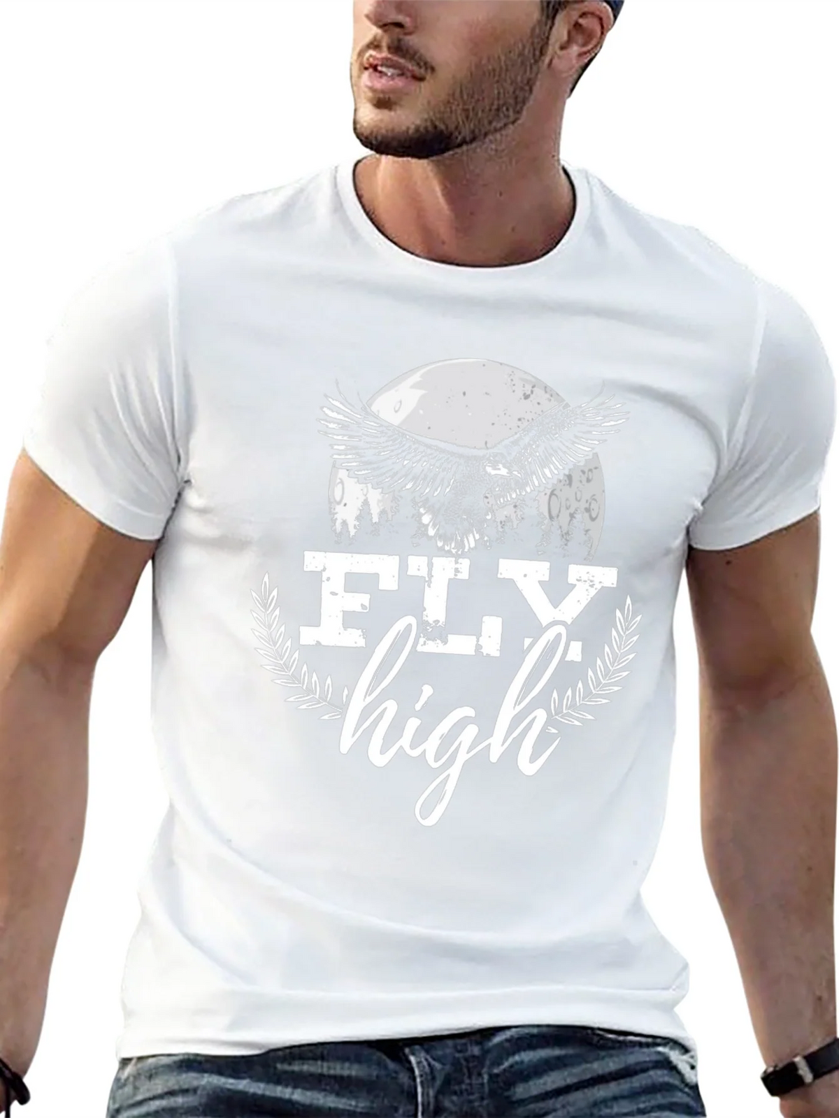 Fly High Eagle Graphic Tee - Black Cotton Blend product image 4