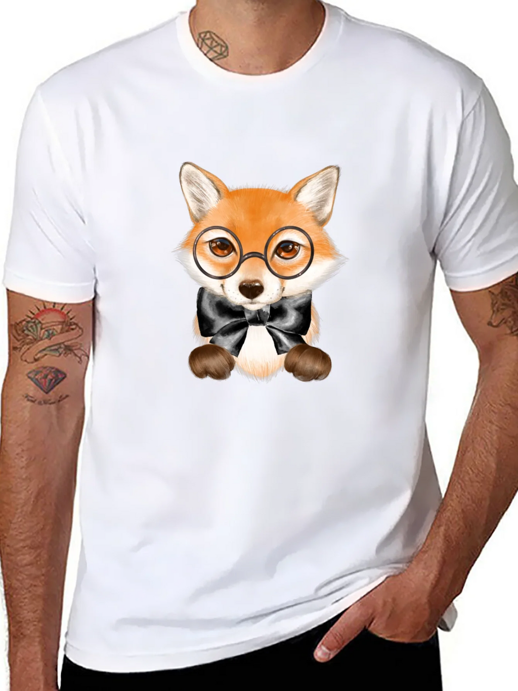 Fox with Glasses Graphic Tee - Black Unisex T-Shirt product image 10