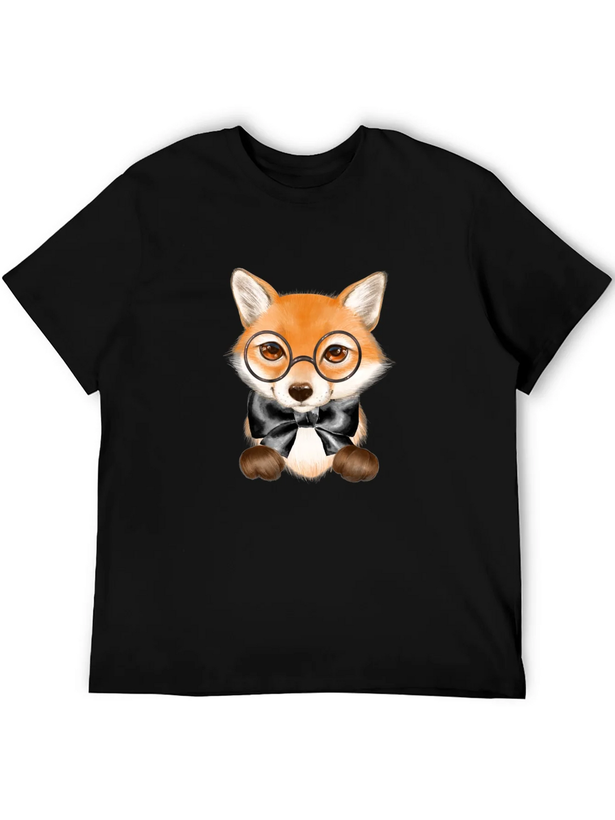 Fox with Glasses Graphic Tee - Black Unisex T-Shirt product image 8