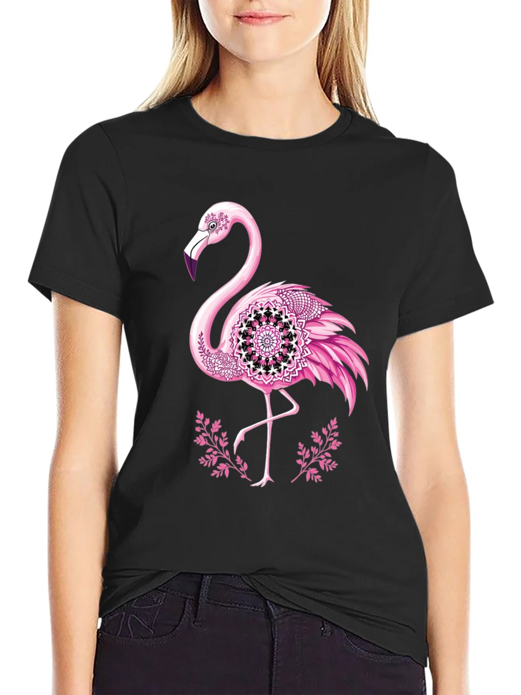 Flamingo Mandala Graphic Tee - Mens Black T-Shirt product image 5