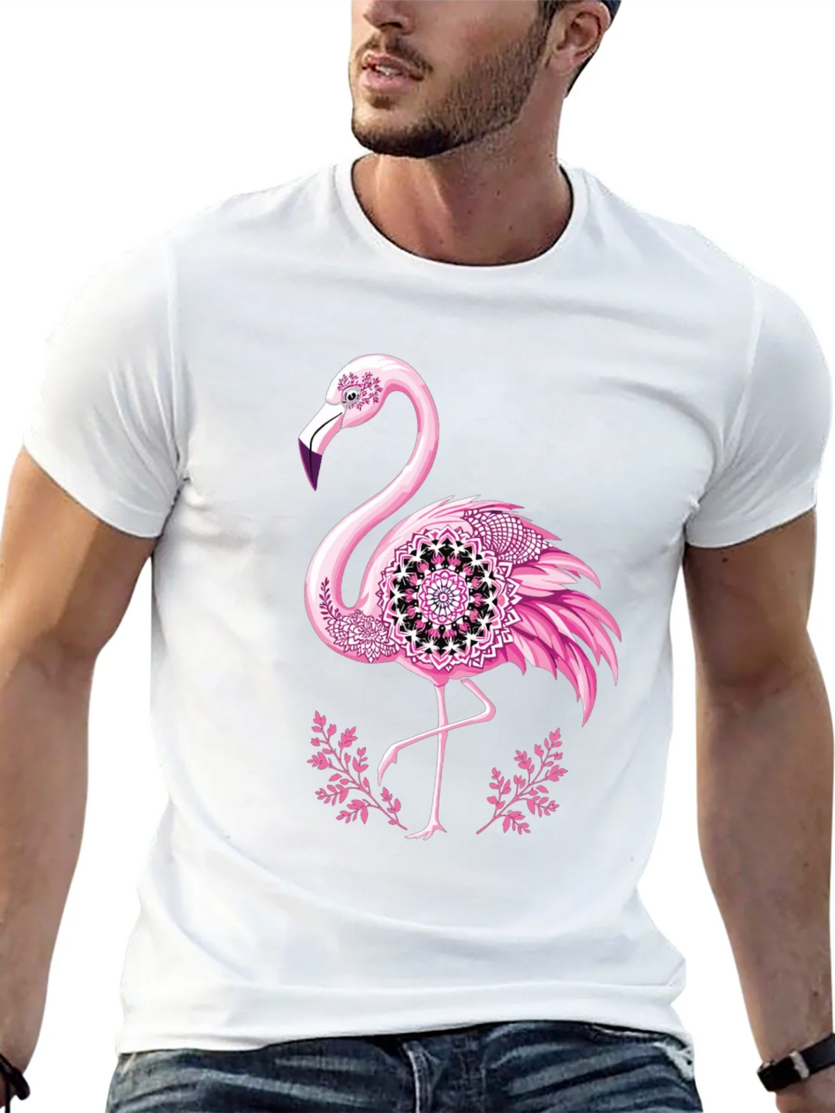 Flamingo Mandala Graphic Tee - Mens Black T-Shirt product image 4