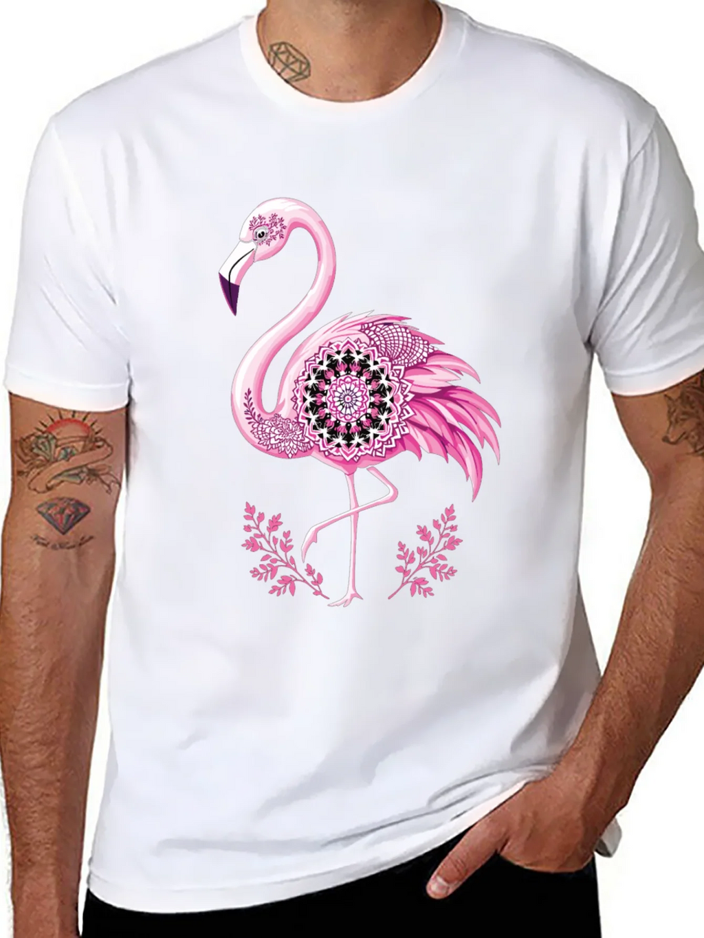 Flamingo Mandala Graphic Tee - Mens Black T-Shirt product image 10