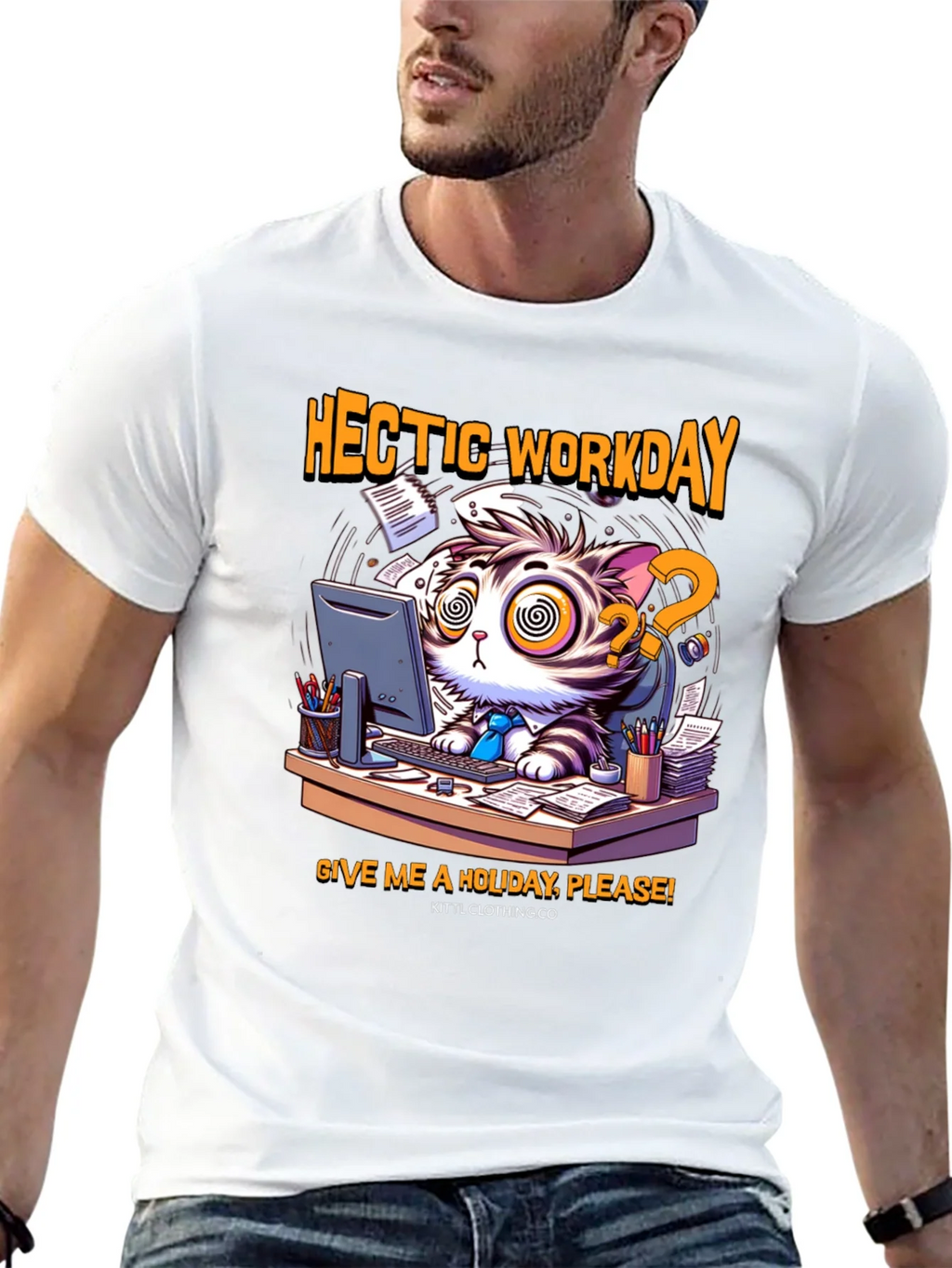 Hectic Workday Cat Graphic T-Shirt product image 4