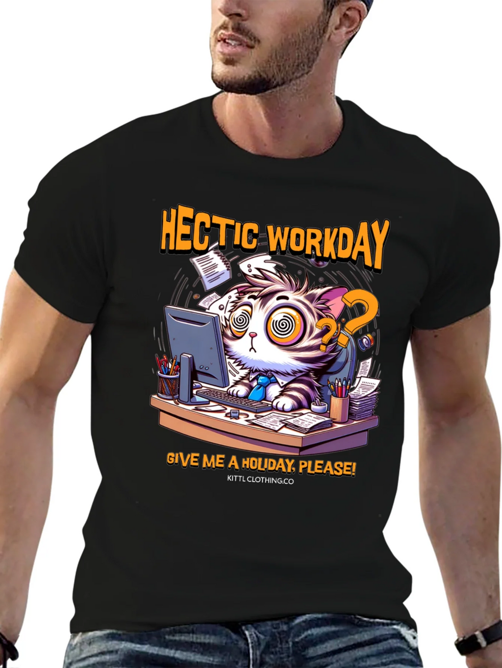Hectic Workday Cat Graphic T-Shirt product image 9