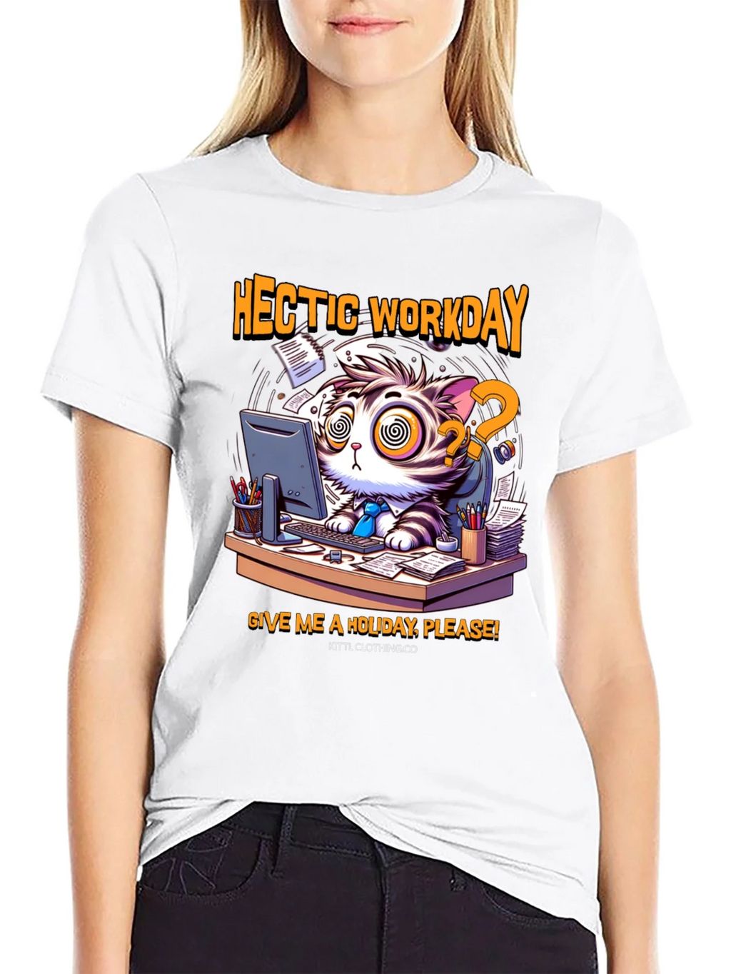 Hectic Workday Cat Graphic T-Shirt product image 11