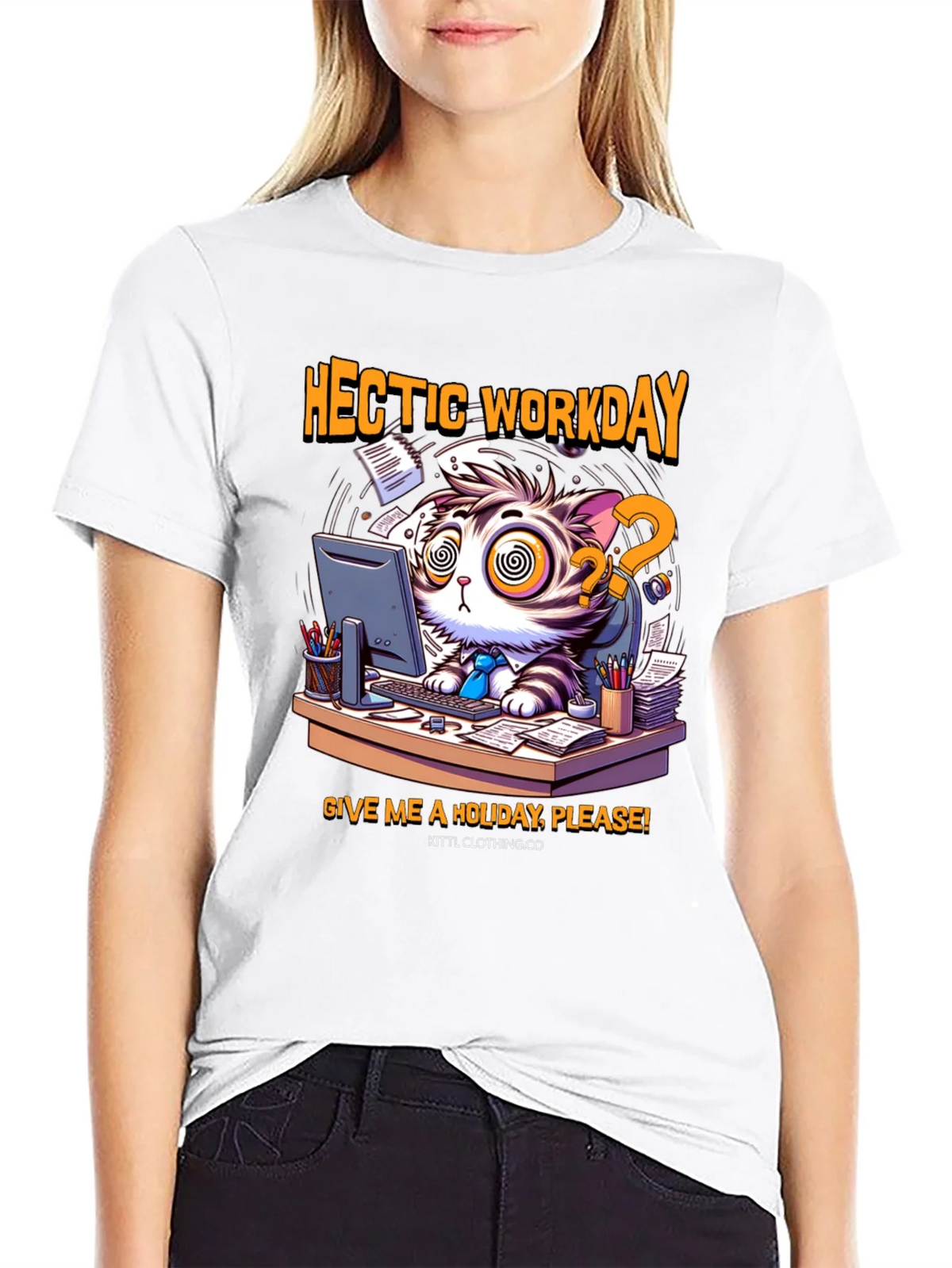 Hectic Workday Cat Graphic T-Shirt product image 11