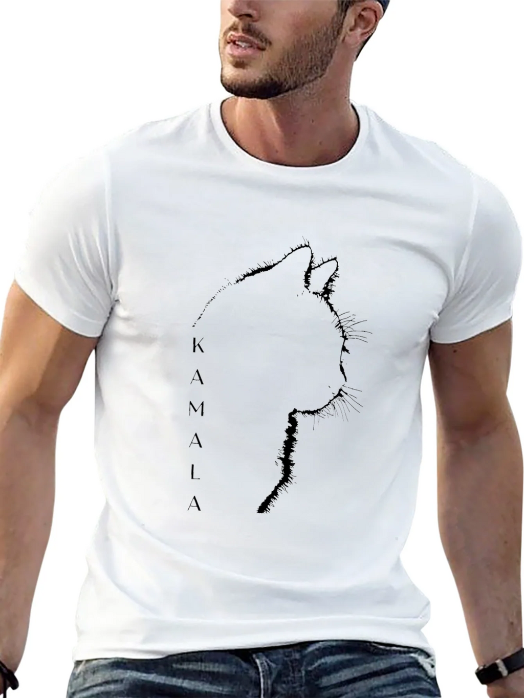 Kamala Cat Silhouette Black T-Shirt product image 4