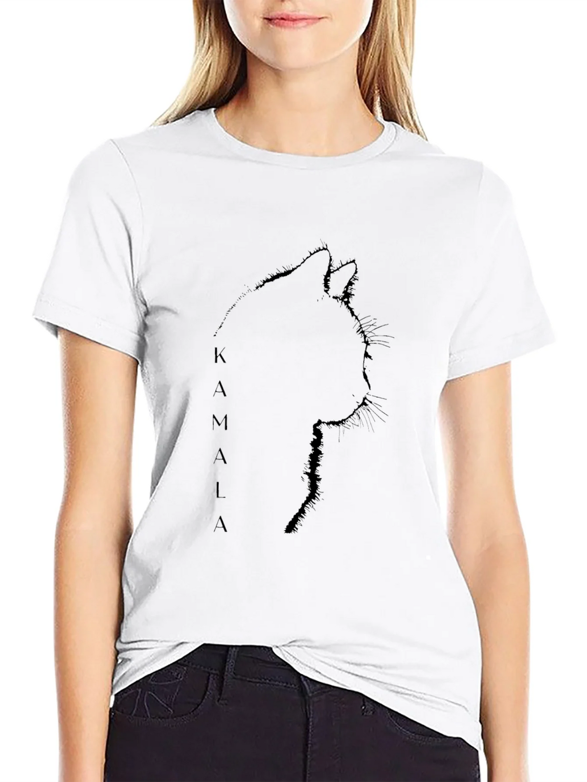 Kamala Cat Silhouette Black T-Shirt product image 11