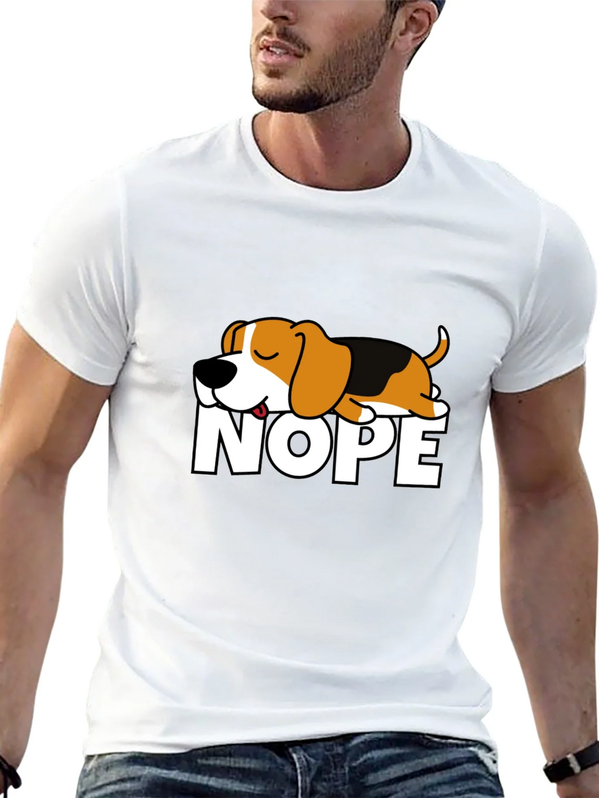 Nope Dog Graphic T-Shirt - Funny Sleepy Beagle Tee product image 4
