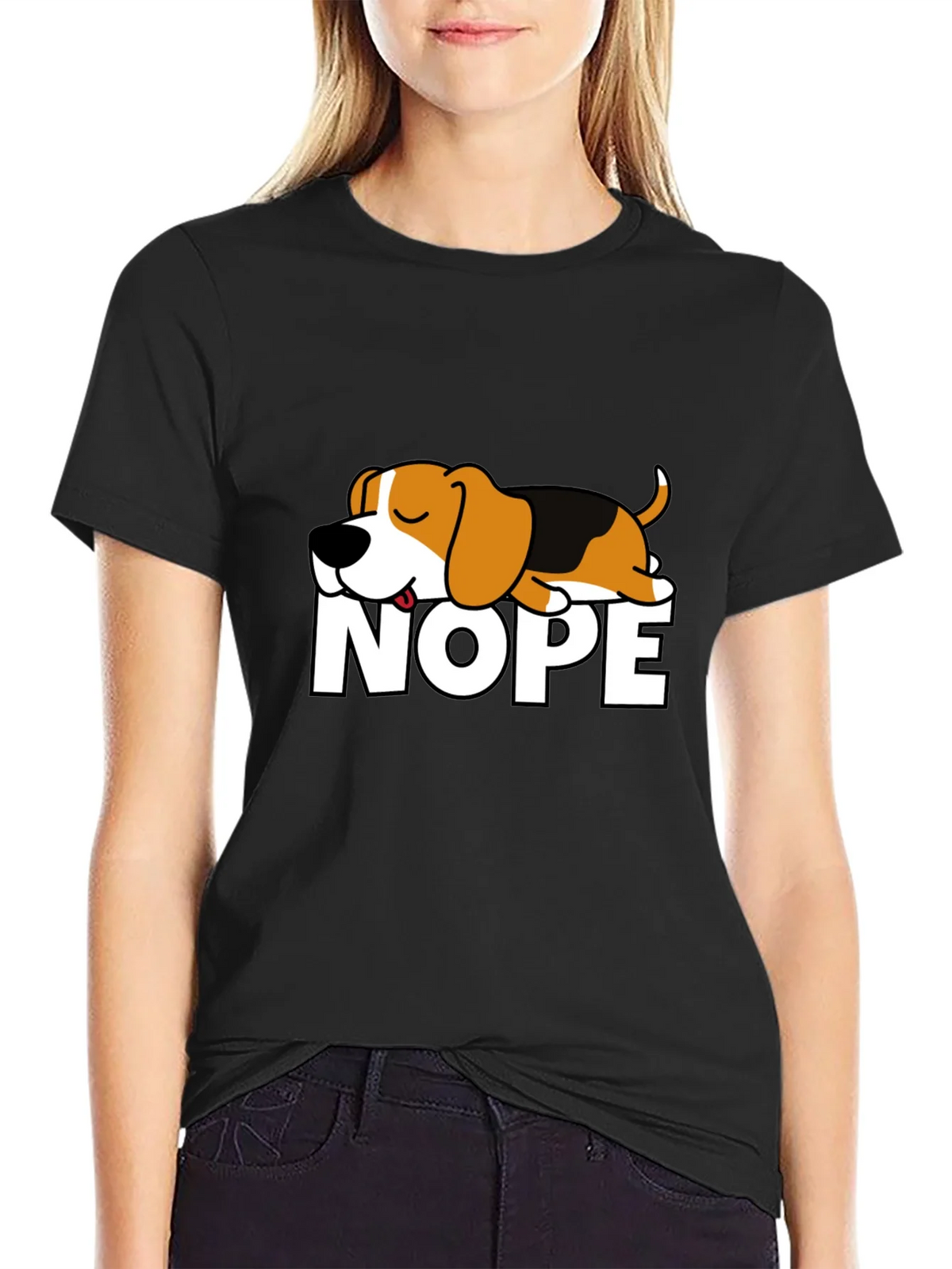 Nope Dog Graphic T-Shirt - Funny Sleepy Beagle Tee product image 5
