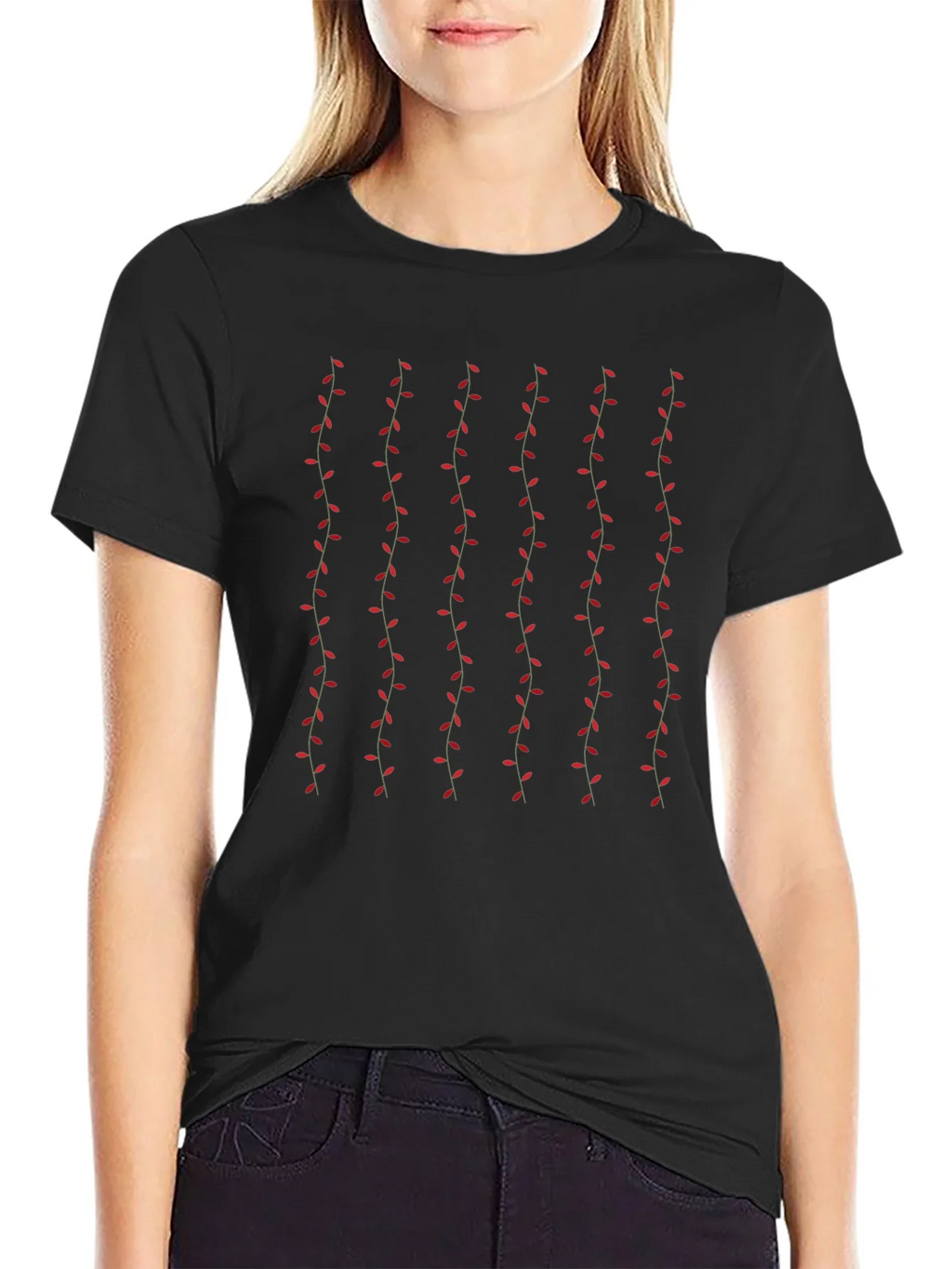 Stylish Black T-Shirt with Vine Pattern product image 5