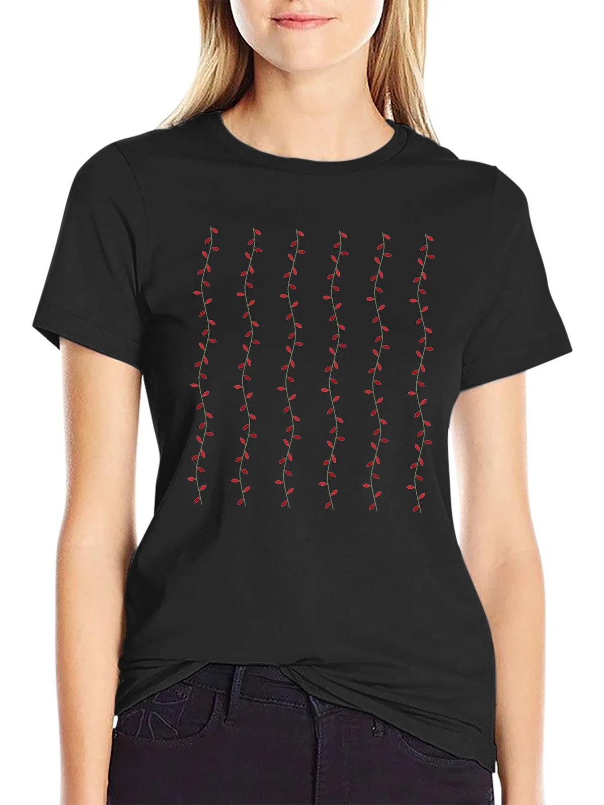 Stylish Black T-Shirt with Vine Pattern product image 5