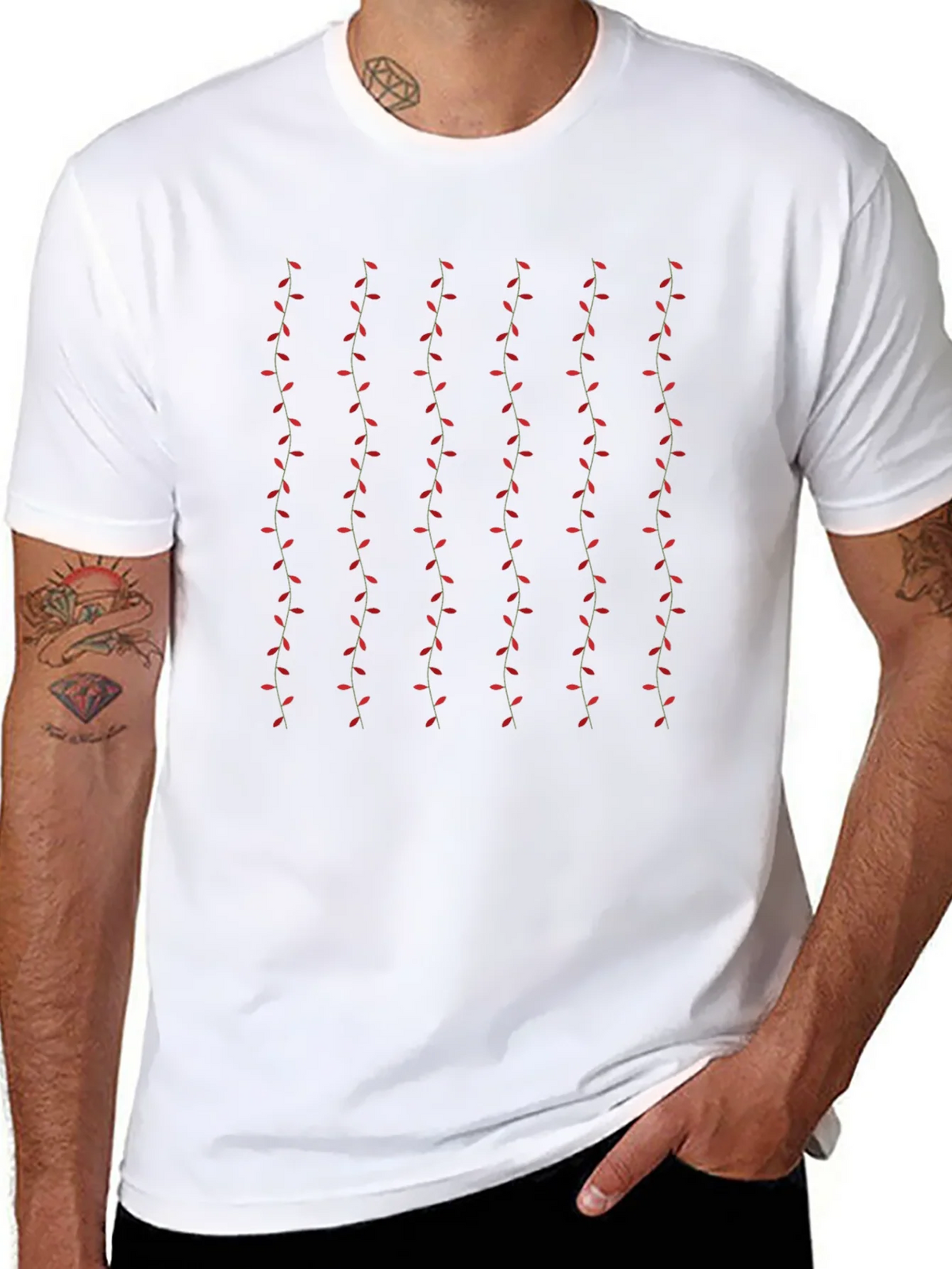 Stylish Black T-Shirt with Vine Pattern product image 10
