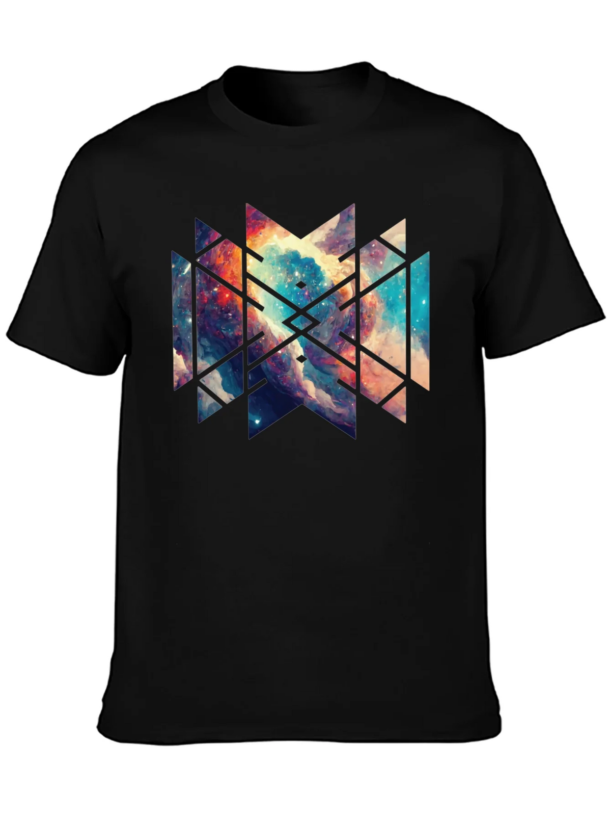 Geometric Galaxy Black Tee - Modern Graphic Design product image 6