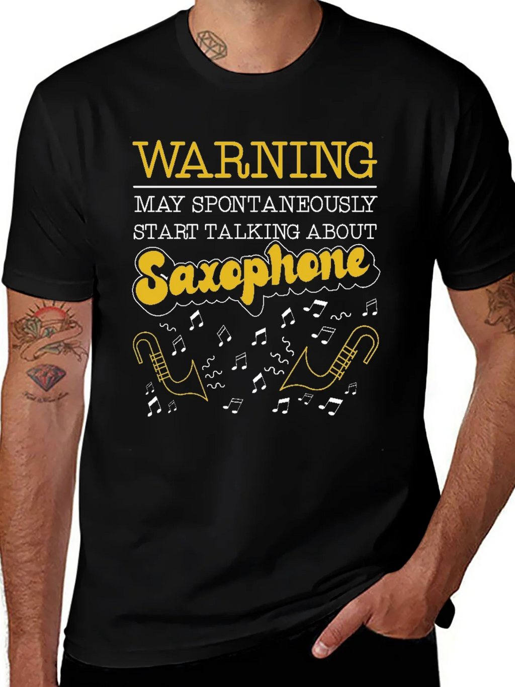 Saxophone T-Shirt: Warning May Spontaneously Talk product image 1