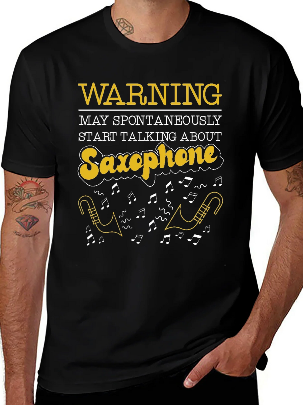 Saxophone T-Shirt: Warning May Spontaneously Talk product image 1