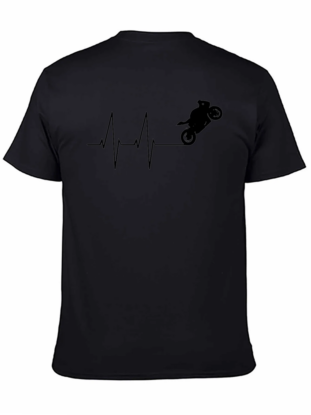 Motorcycle Heartbeat Graphic Tee - Black Cotton product image 7