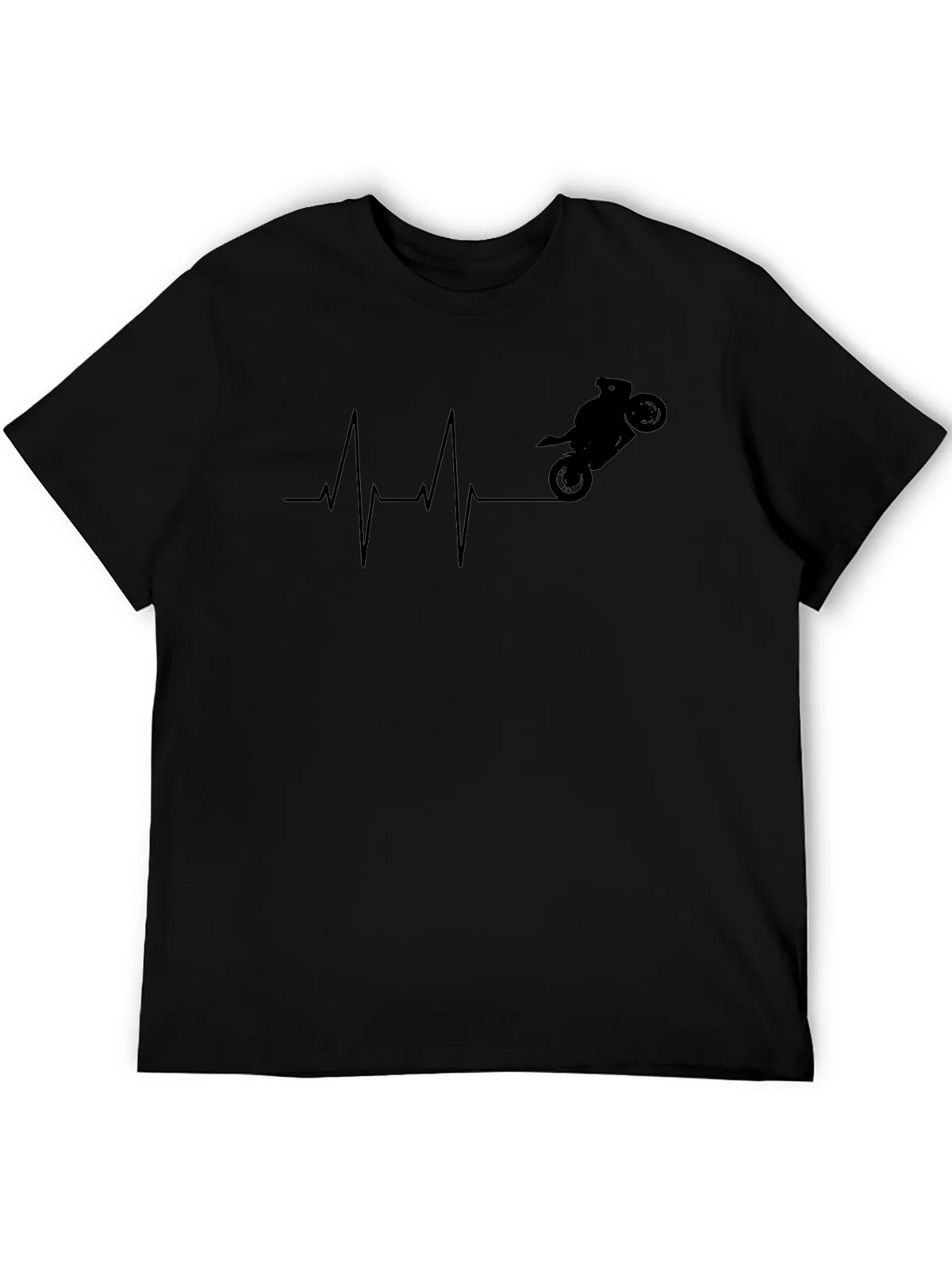 Motorcycle Heartbeat Graphic Tee - Black Cotton product image 8