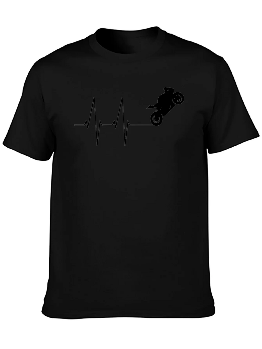 Motorcycle Heartbeat Graphic Tee - Black Cotton product image 6