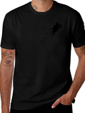 Motorcycle Heartbeat Graphic Tee - Black Cotton product image 1