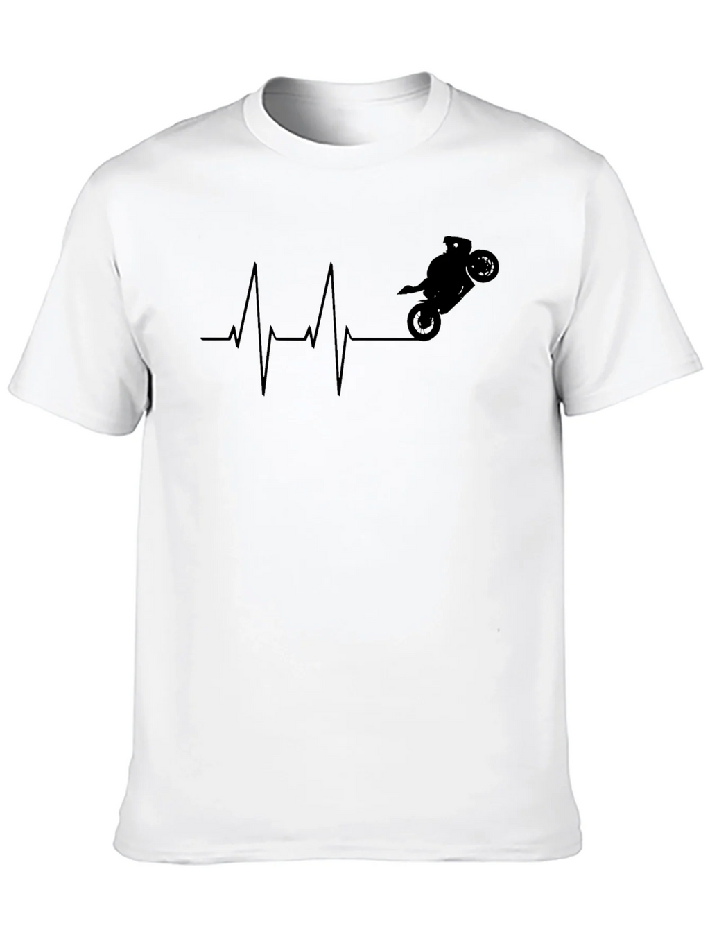 Motorcycle Heartbeat Graphic Tee - Black Cotton product image 12