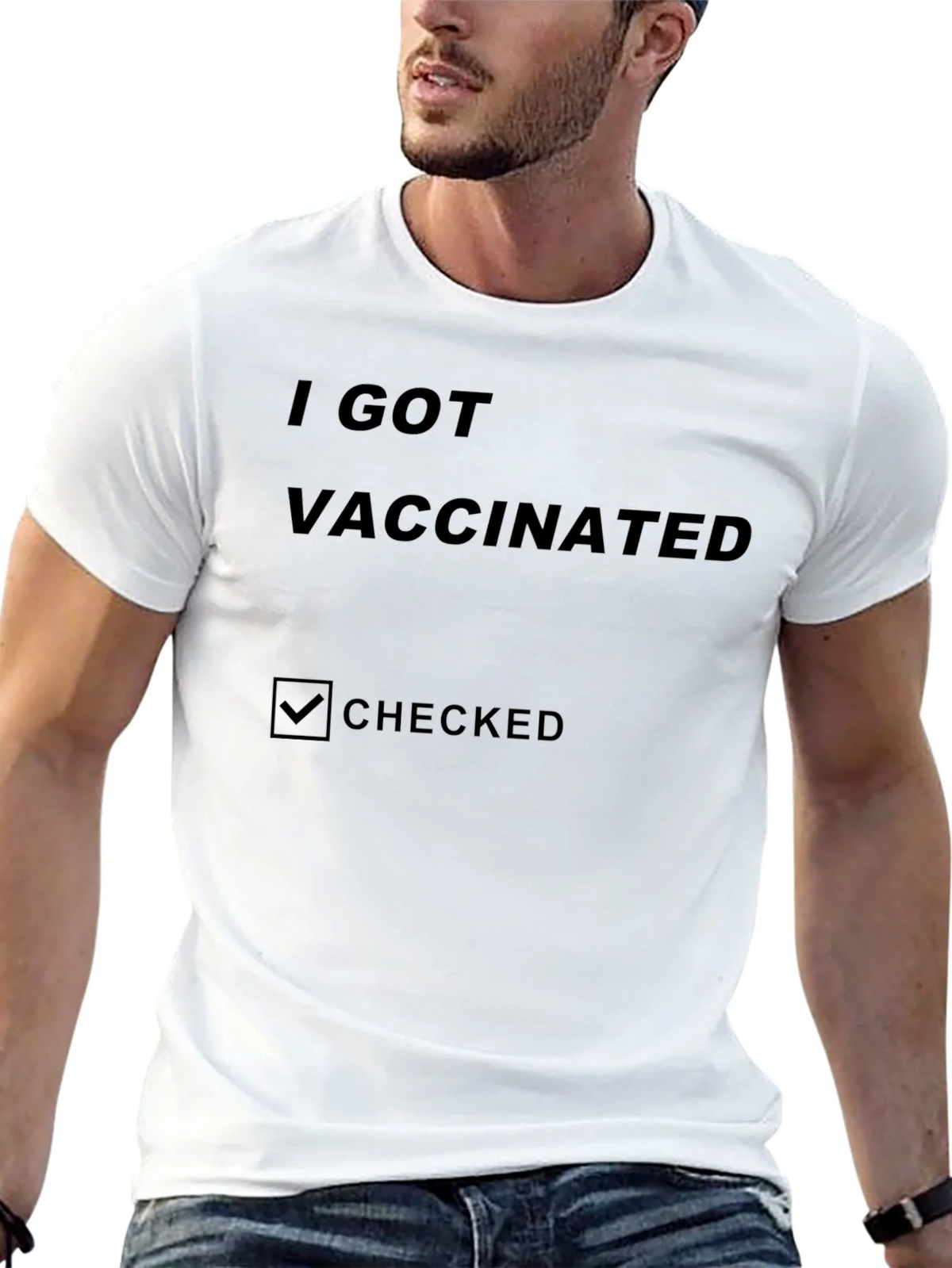 I Got Vaccinated Checked T-Shirt product image 4
