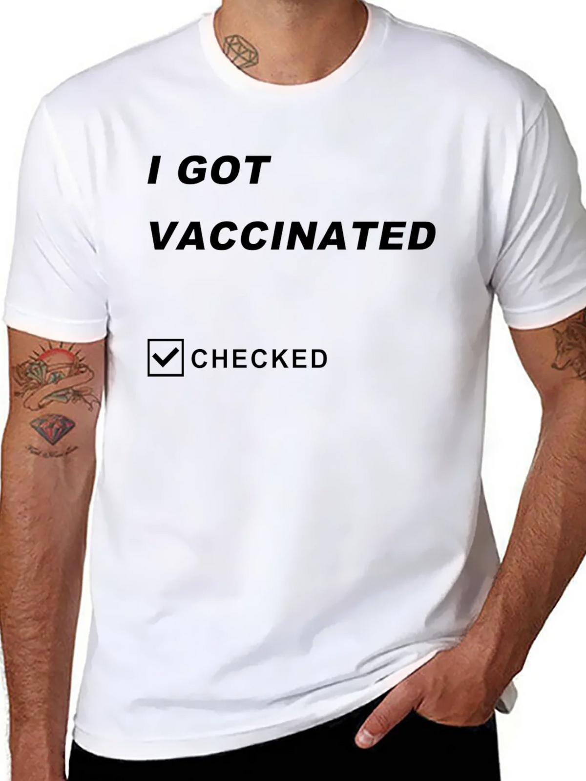I Got Vaccinated Checked T-Shirt product image 10