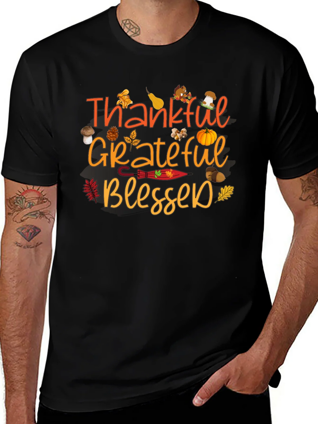 Thankful Grateful Blessed Fall T-Shirt product image 1