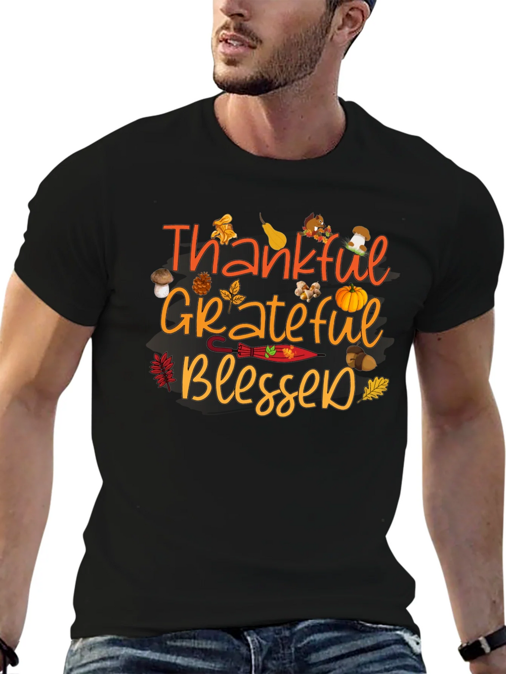 Thankful Grateful Blessed Fall T-Shirt product image 9