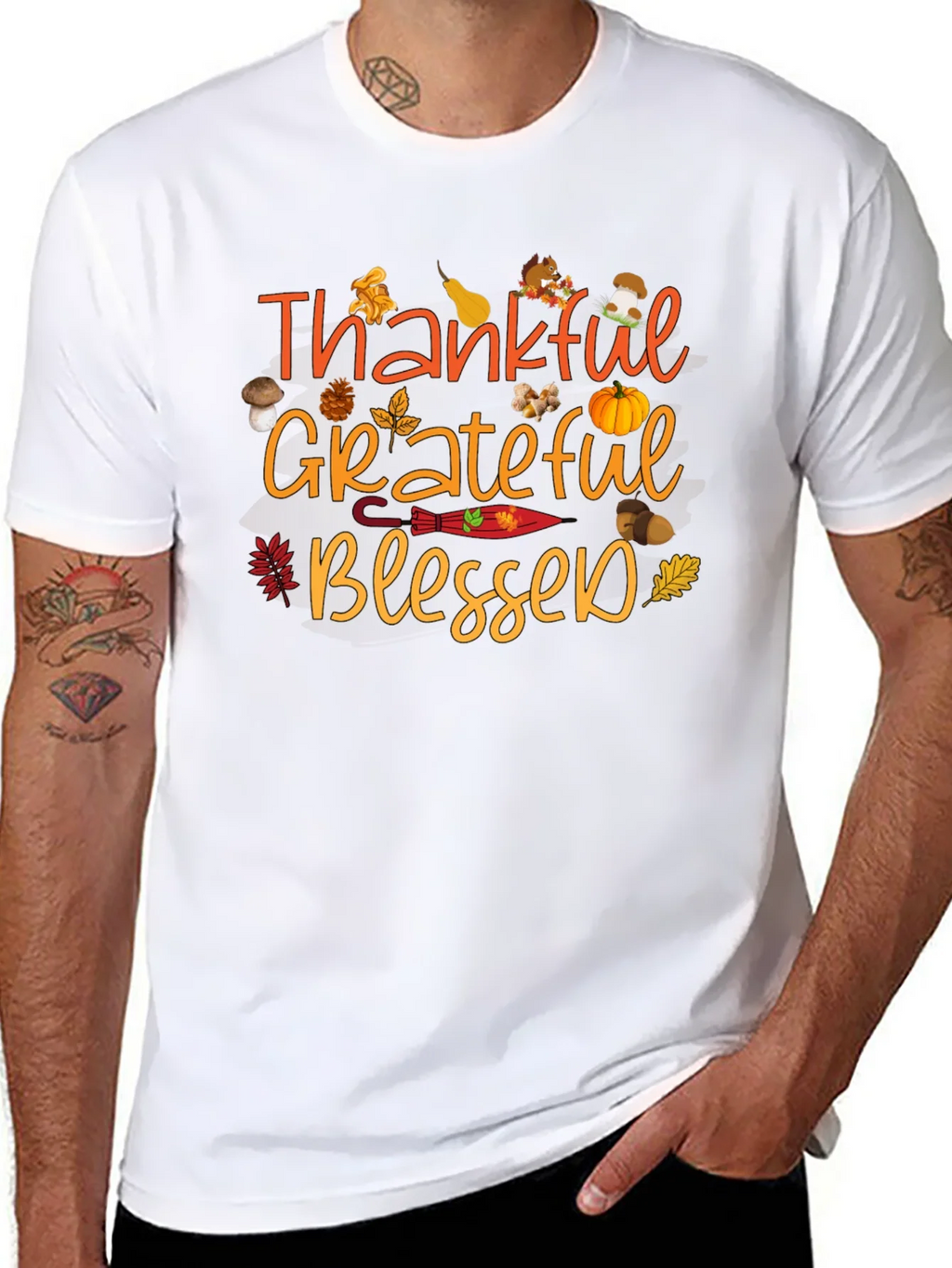 Thankful Grateful Blessed Fall T-Shirt product image 10