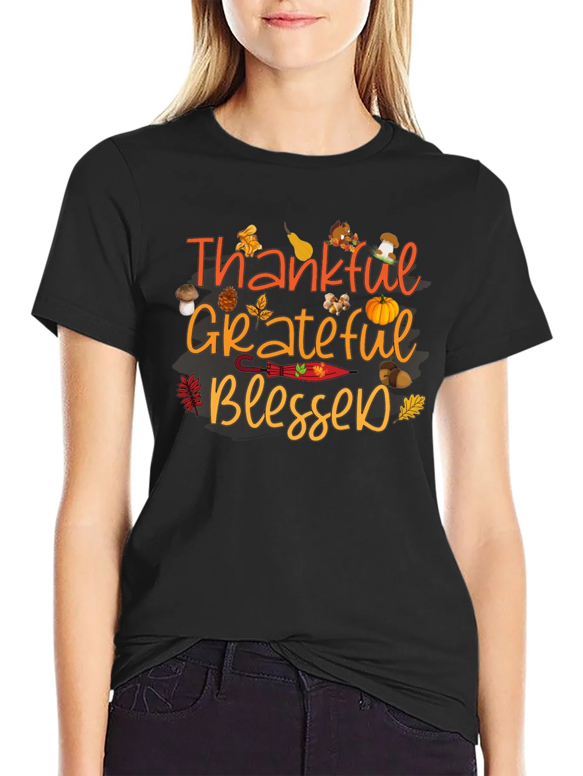 Thankful Grateful Blessed Fall T-Shirt product image 5