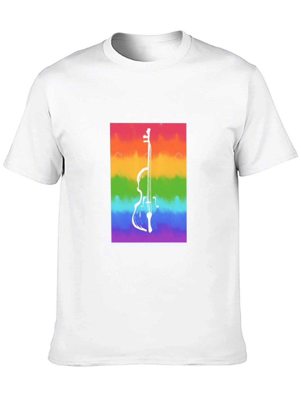 Rainbow Cello Graphic Tee - Black Cotton Casual Shirt product image 12