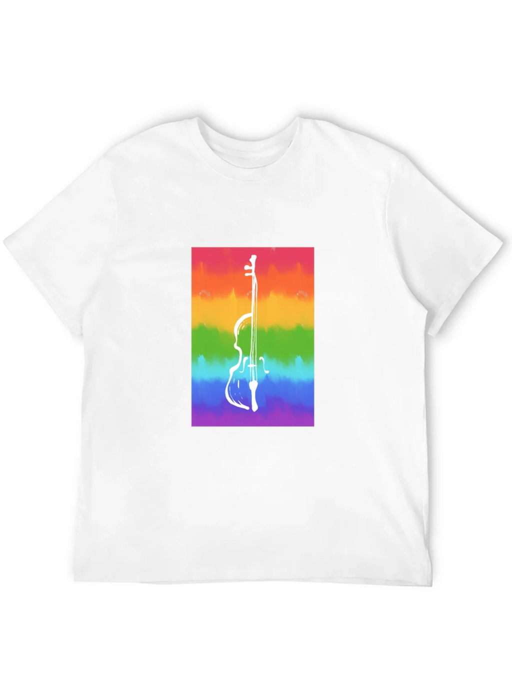 Rainbow Cello Graphic Tee - Black Cotton Casual Shirt product image 3