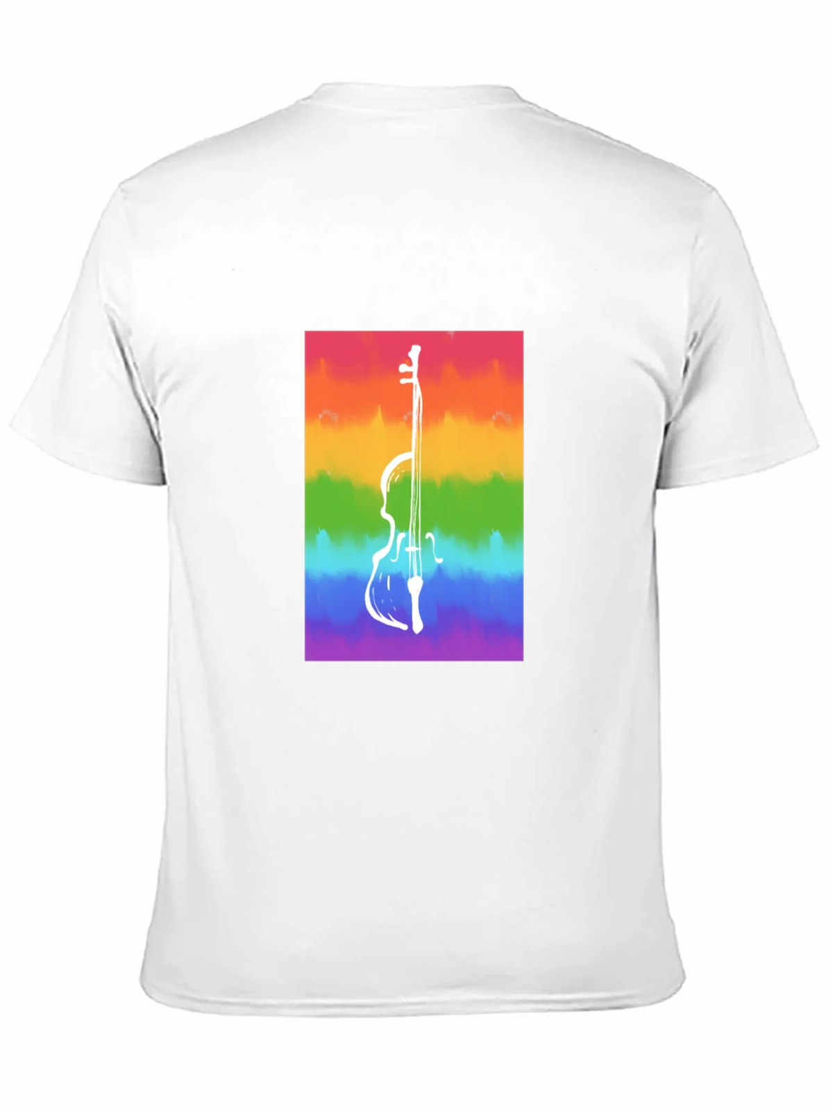 Rainbow Cello Graphic Tee - Black Cotton Casual Shirt product image 2