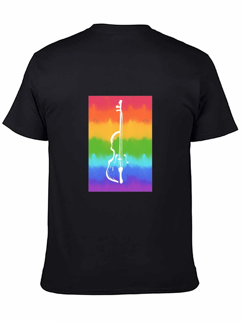 Rainbow Cello Graphic Tee - Black Cotton Casual Shirt product image 7