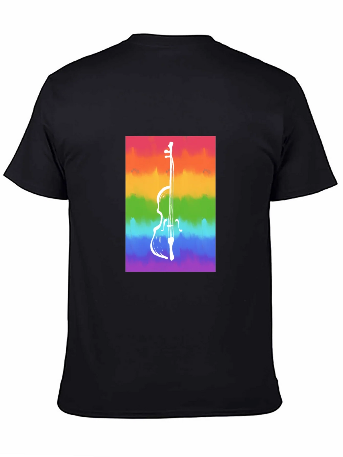 Rainbow Cello Graphic Tee - Black Cotton Casual Shirt product image 7