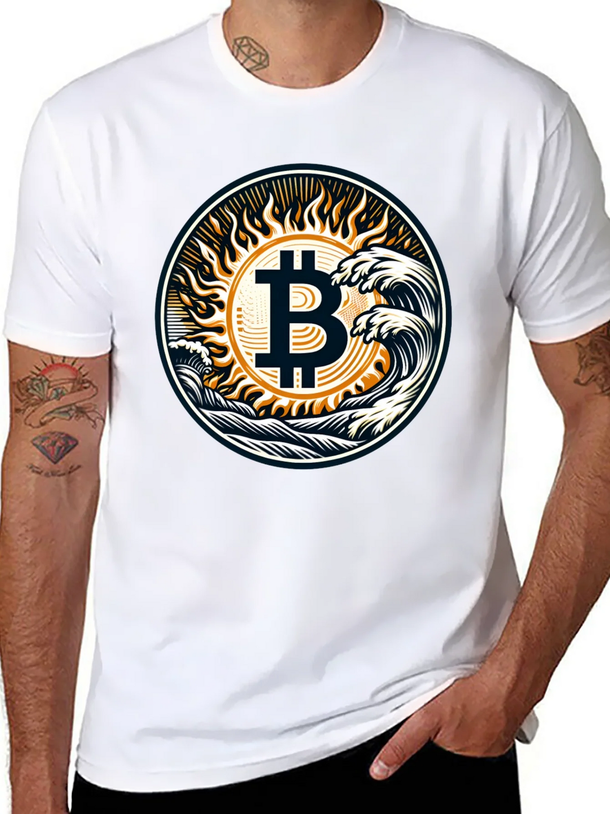 Bitcoin Wave T-Shirt - Crypto Sun Graphic Tee product image 10