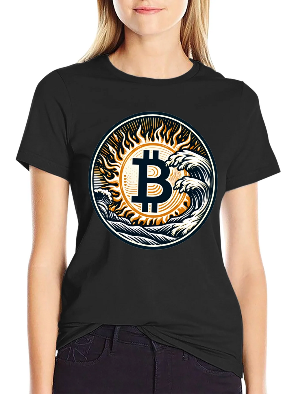 Bitcoin Wave T-Shirt - Crypto Sun Graphic Tee product image 5