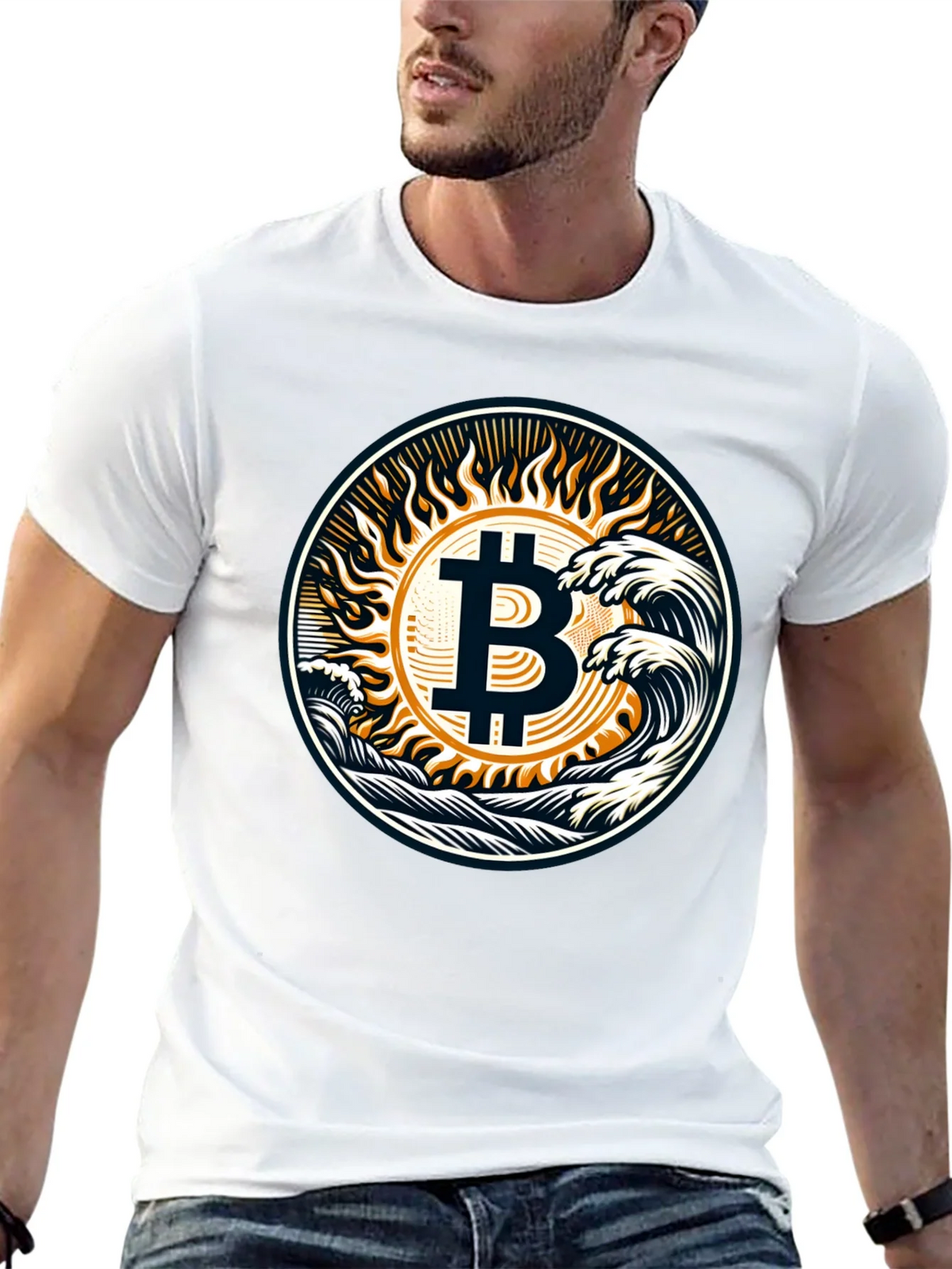Bitcoin Wave T-Shirt - Crypto Sun Graphic Tee product image 4