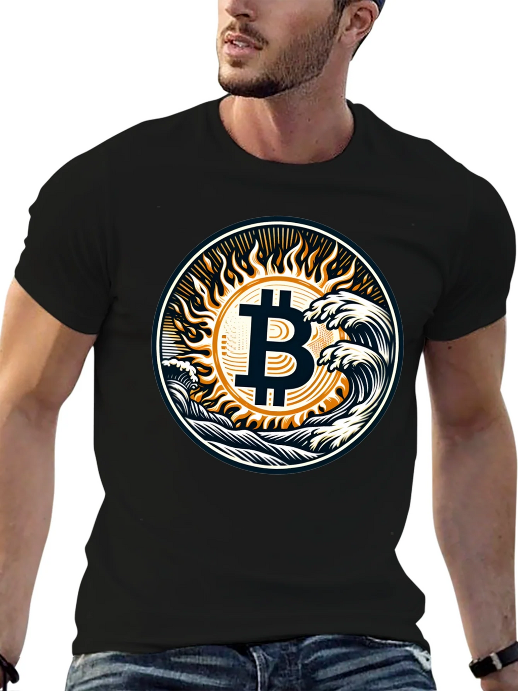 Bitcoin Wave T-Shirt - Crypto Sun Graphic Tee product image 9