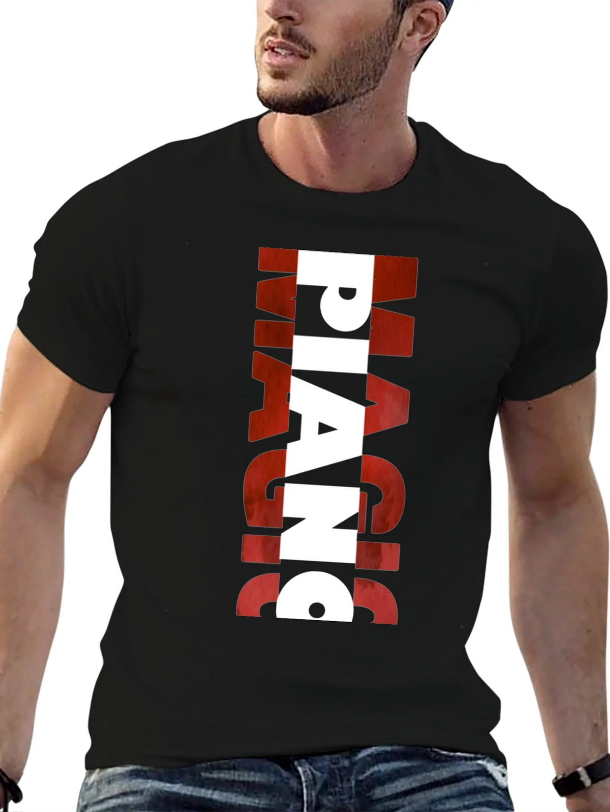 Magic Piano Mens Black Graphic T-Shirt product image 9